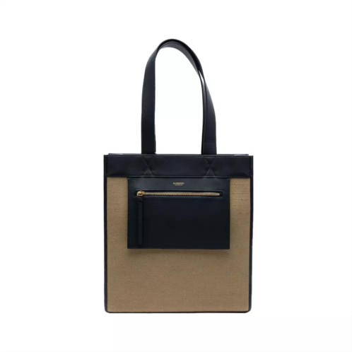 Burberry canvas combination tote bag black beige