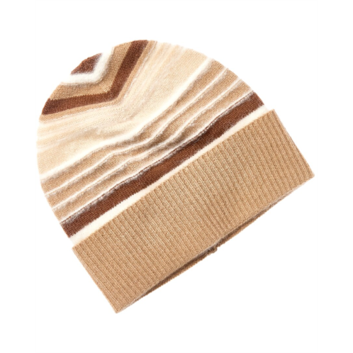 Phenix fuzzy stripe cashmere beanie