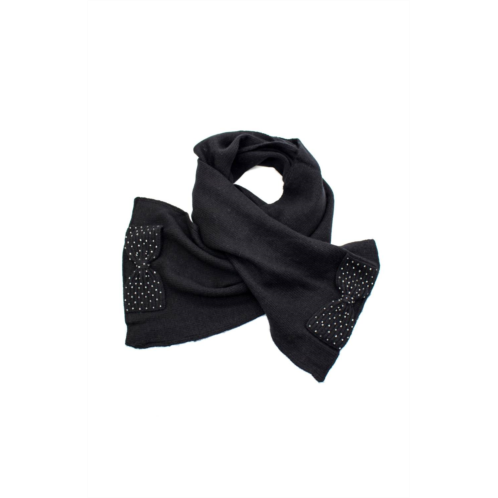 Portolano womens beaded bows scarf in black
