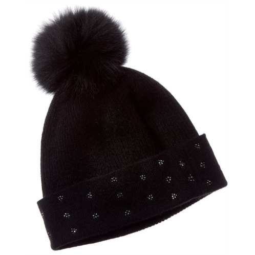 Forte cashmere crystal cuff cashmere hat