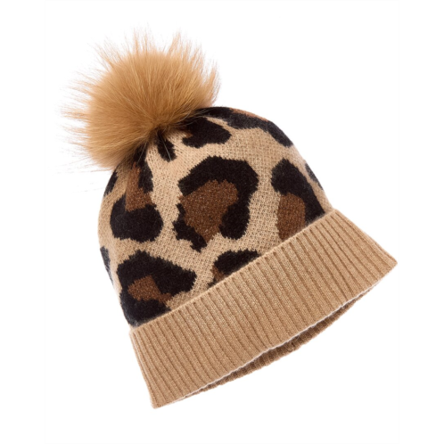Amicale Cashmere cheetah knit cashmere hat