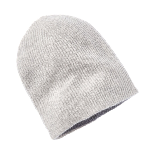 Amicale Cashmere 2 color reversible rib cashmere hat