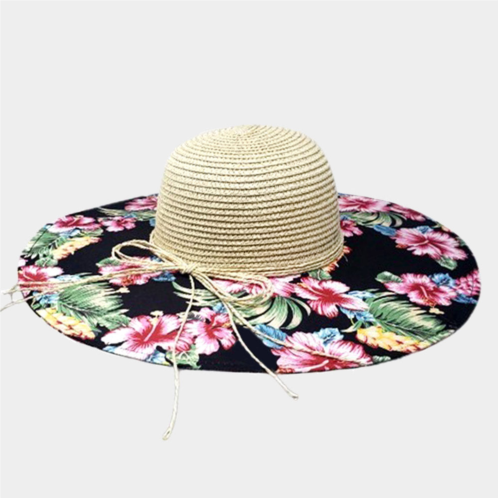 FASHNZFAB flower leaf patterned straw sun hat
