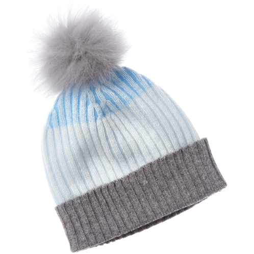 Forte cashmere colorblocked plaited rib cashmere hat