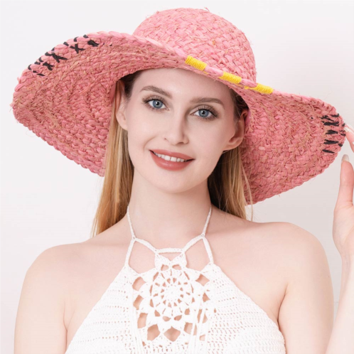 FASHNZFAB color edged straw floppy sun hat