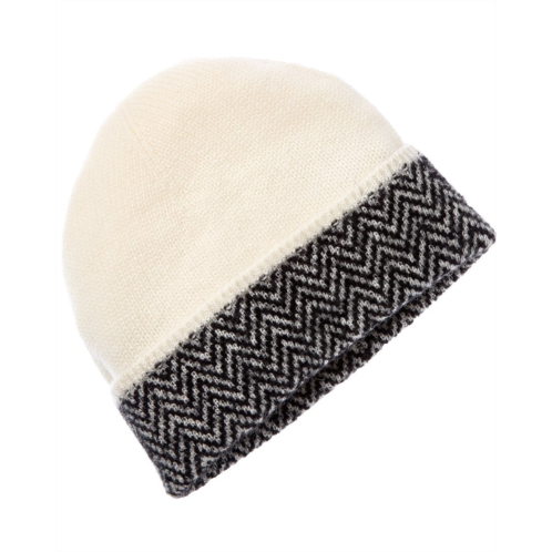 Amicale Cashmere herringbone cuff cashmere hat