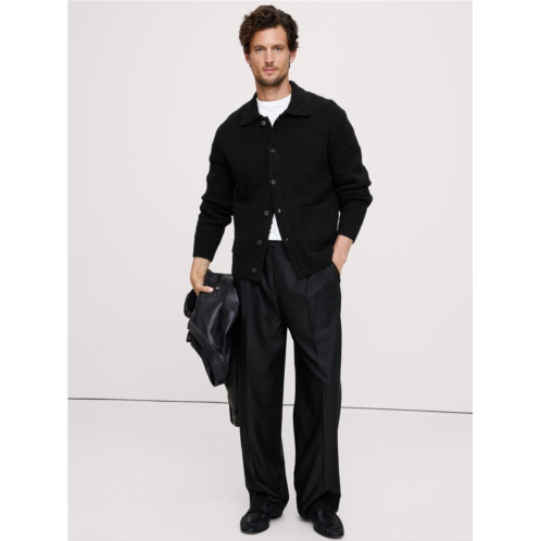 Bananarepublic Boucle Ribbed Polo Cardigan