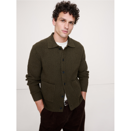 Bananarepublic Boucle Ribbed Polo Cardigan