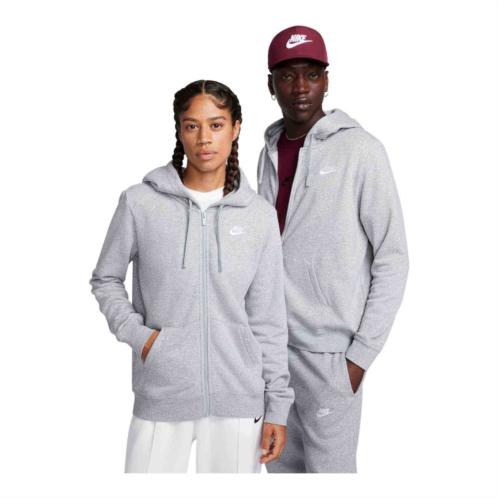 NIKE womens sportswear club fleece fullzip hoodie_dk grey heather/white