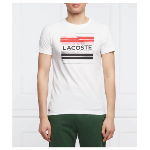 LACOSTE sport stylized logo print t-shirt in white