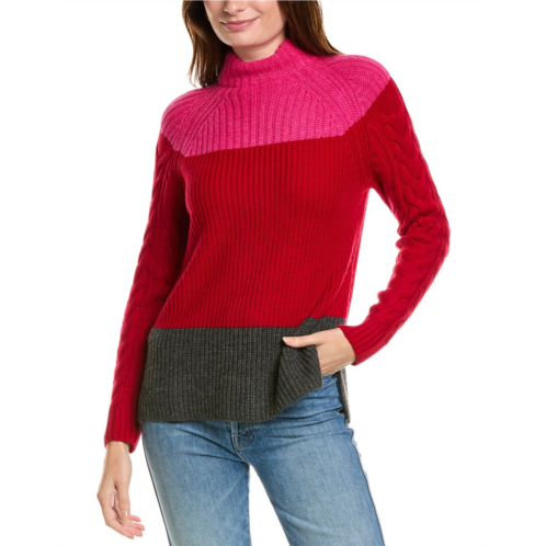 Forte Cashmere colorblocked funnel neck wool & cashmere-blend sweater