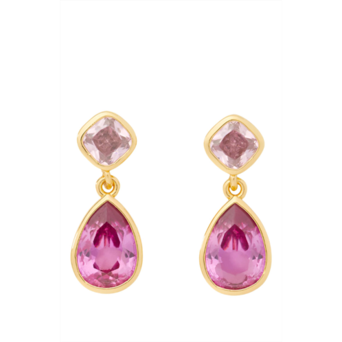 Kate Spade womens bubbly bezel double drop earrings in pink multi gold