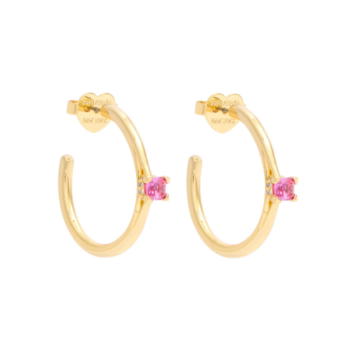 Kate Spade little luxuries crystal embellished hoop earrings in gold/pink
