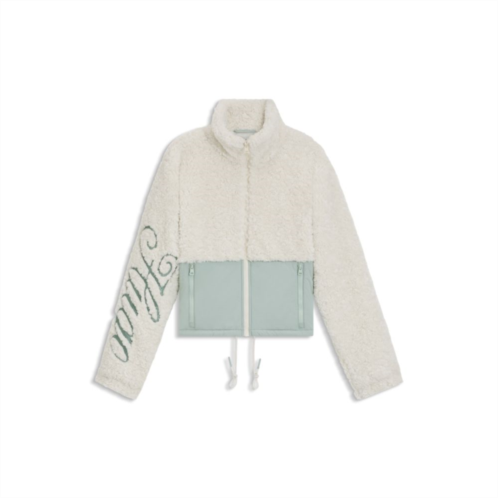HUGO teddy jacket with embroidered logo and colour-blocking