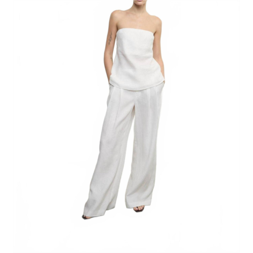 Enza Costa linen pleated trouser in undyed