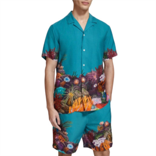 SCOTCH & SODA placement print tencel shirt in seanery