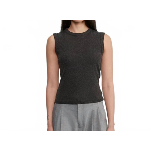 Enza Costa cashmere new classic sleeveless crew top in black