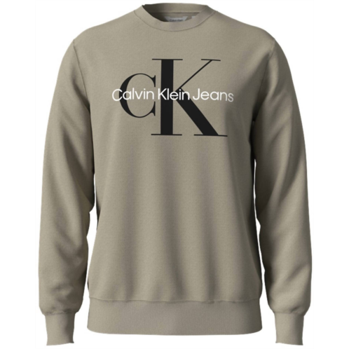CALVIN KLEIN mens monogram crew neck sweatshirt in white pepper