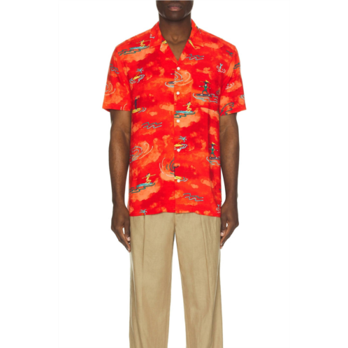 SCOTCH & SODA allover printed short sleeve shirt in red surfer aop
