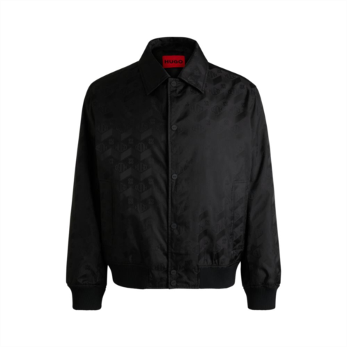 HUGO relaxed-fit bomber jacket with geometric-logo jacquard