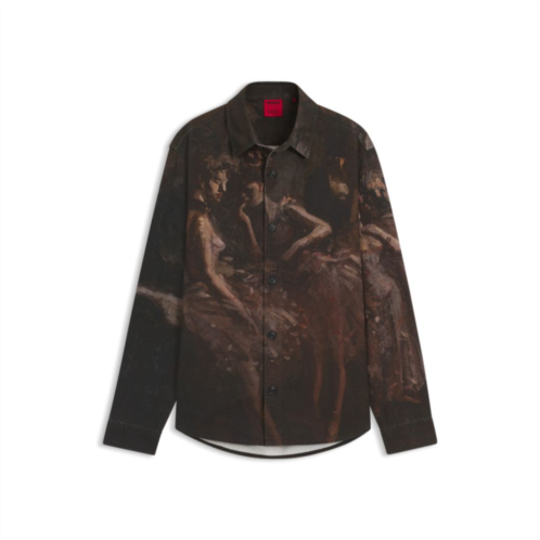 HUGO x apoh oversize-fit shirt in cotton with ballerina print