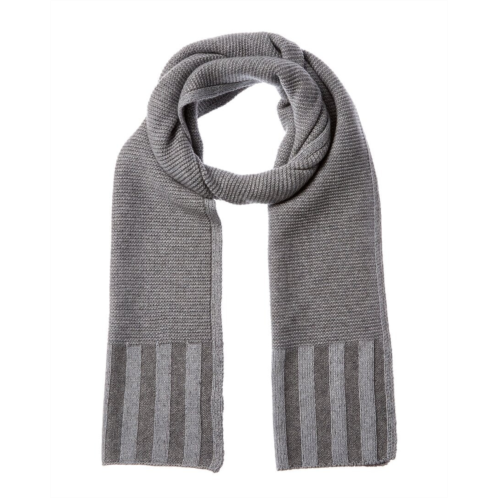 Forte Cashmere plaited garter rib trim cashmere scarf