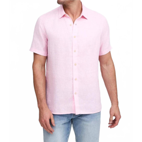 Raffi bryce short sleeve linen shirt in pink