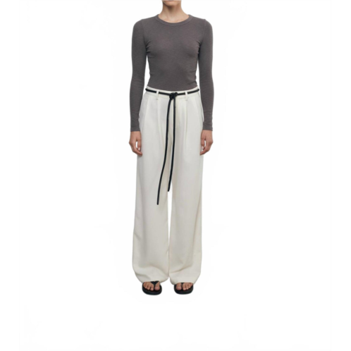 Enza Costa textured rib long sleeves crewneck top in iron