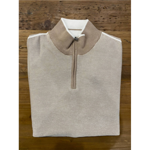 Raffi mens forever lux quarter zip sweater in porcelaine patent/ivory