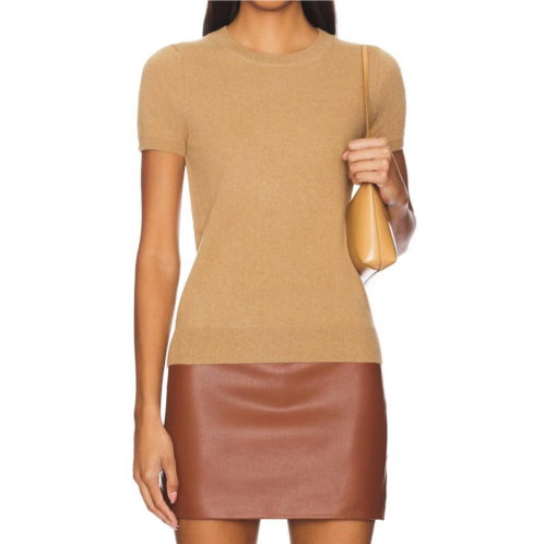 Enza Costa cashmere short sleeves crew top in beige