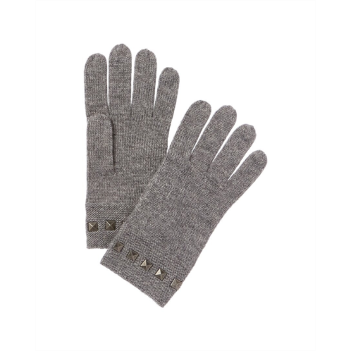 Forte Cashmere square metallic studded trim cashmere gloves