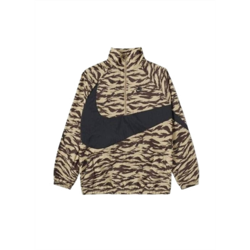 NIKE mens swoosh half zip windrunner jacket in khaki camo