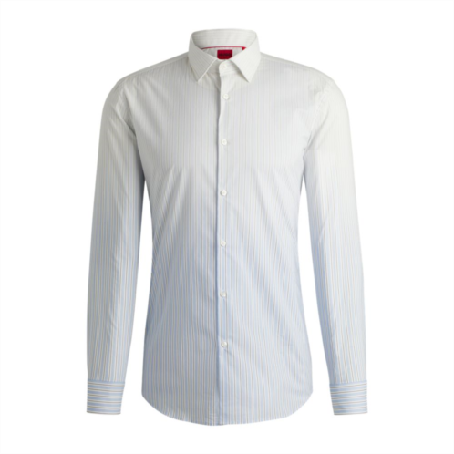 HUGO slim-fit shirt in degrade-stripe cotton poplin