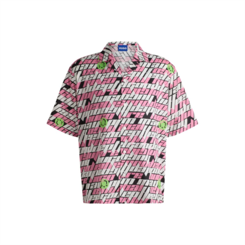 HUGO relaxed-fit shirt in printed cotton poplin