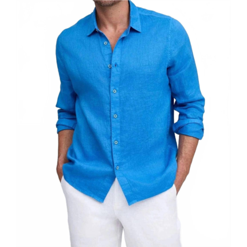 Raffi brayden long sleeve linen shirt in blue
