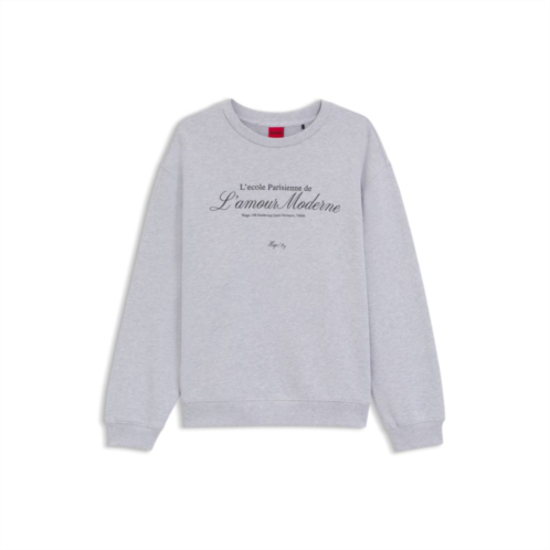 HUGO cotton-terry sweatshirt with parisian graphic print