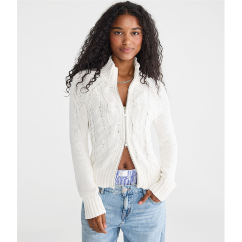 Aeropostale cable mock-neck full-zip cardigan