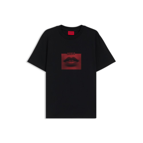HUGO cotton-jersey t-shirt with lip artwork