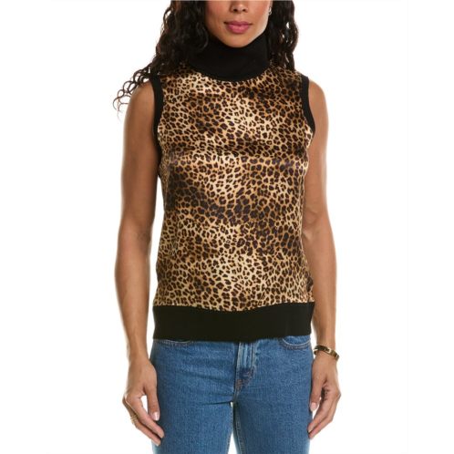 Elie Tahari ocelot print silk & wool sweater