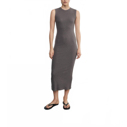 Enza Costa iron textured rib sleeveless midi dress in gray