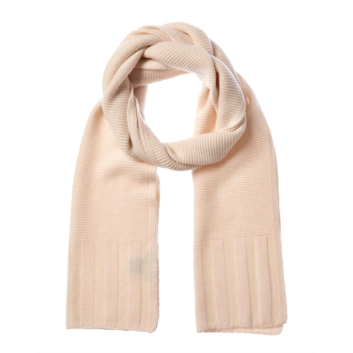 Forte Cashmere plaited garter rib trim cashmere scarf