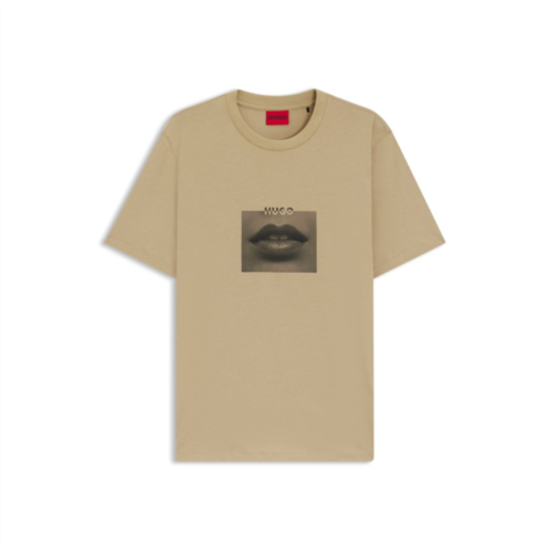 HUGO cotton-jersey t-shirt with lip artwork