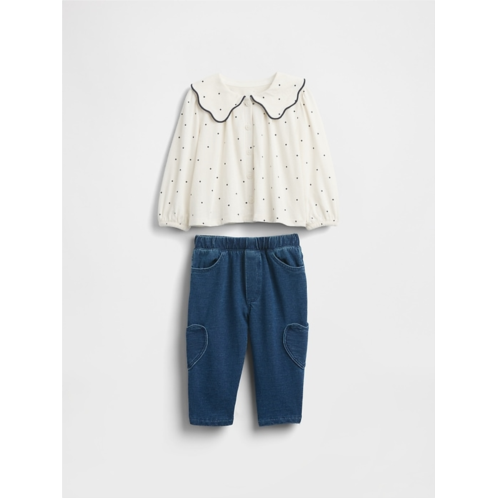 Gap Baby Collared Top & Pull-On Pants Outfit Set