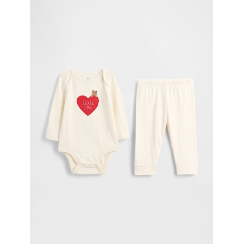 Gap Baby Organic Cotton Bear Heart Bodysuit Outfit Set