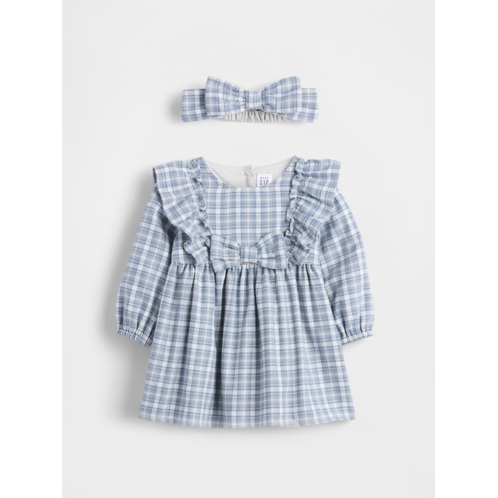 Gap Baby Flannel Bow Dress Outfit Set