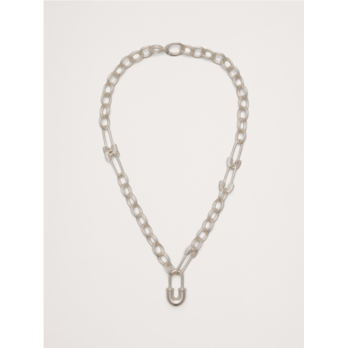 Bananarepublic Rhinestone Safety Pin Chain Necklace
