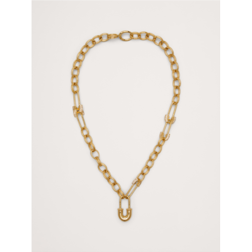 Bananarepublic Rhinestone Safety Pin Chain Necklace