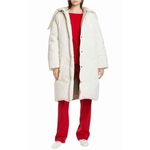 Vince longline puffer mid length winter coat jacket in beige