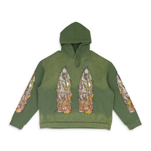 Who Decides War green flame glass hoodie