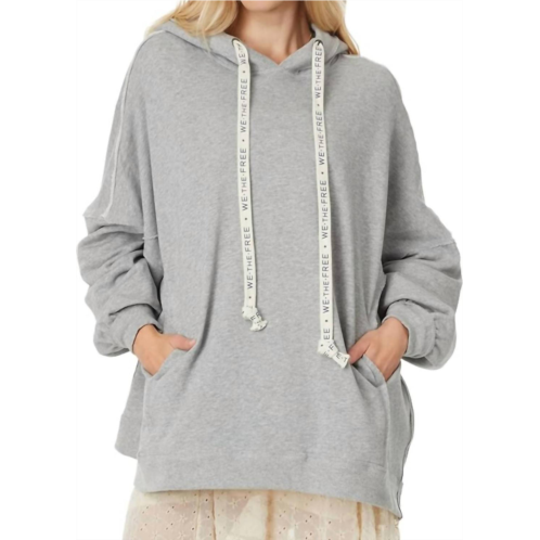 Free People relaxed fit drawstring hoodie in heather grey